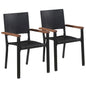 Dining Chair Set of 2 Black PE Rattan Standard Durable