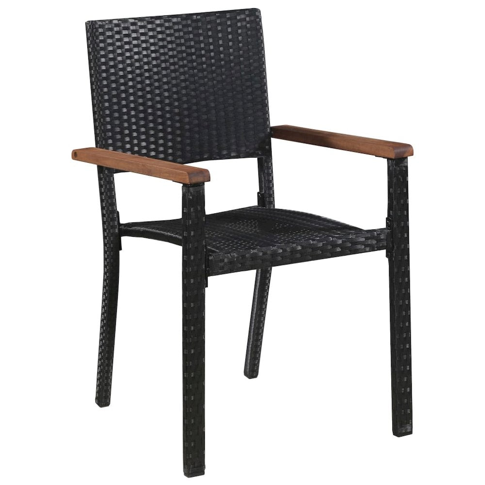 Dining Chair Set of 2 Black PE Rattan Standard Durable