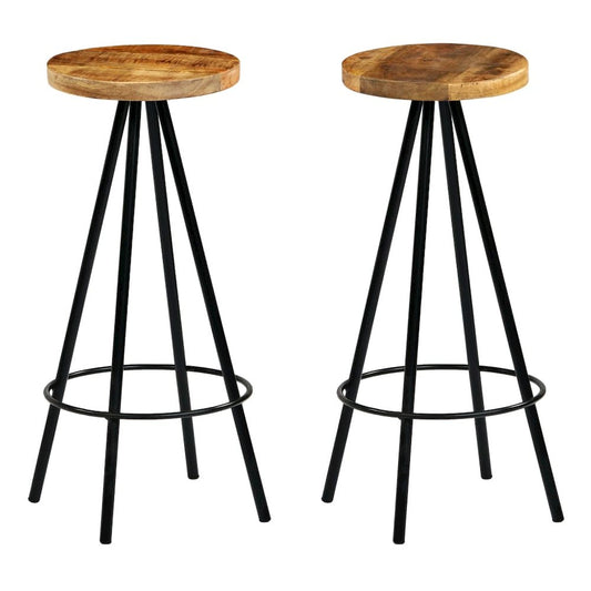 vidaXL Bar Stools 2 pcs Solid Mango Wood, 246238
