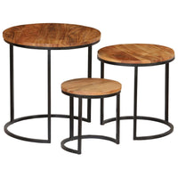 vidaXL Coffee Table Set 3 Pieces Solid Acacia Wood Sheesham Finish, 246063