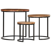 vidaXL Coffee Table Set 3 Pieces Solid Acacia Wood Sheesham Finish, 246063