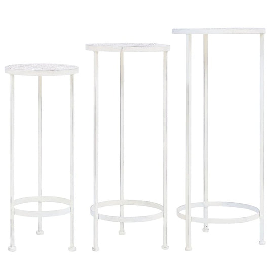 vidaXL Plant Stand Set 3 Pieces Vintage Style Metal Antique White, 245937