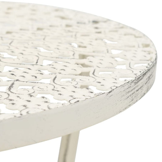 vidaXL Bistro Table Vintage Style Round Metal 15.7"x27.5" White, 245938