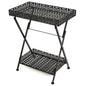 Table Black Metal 22.8x13.8x28.3 in Foldable Tea Table
