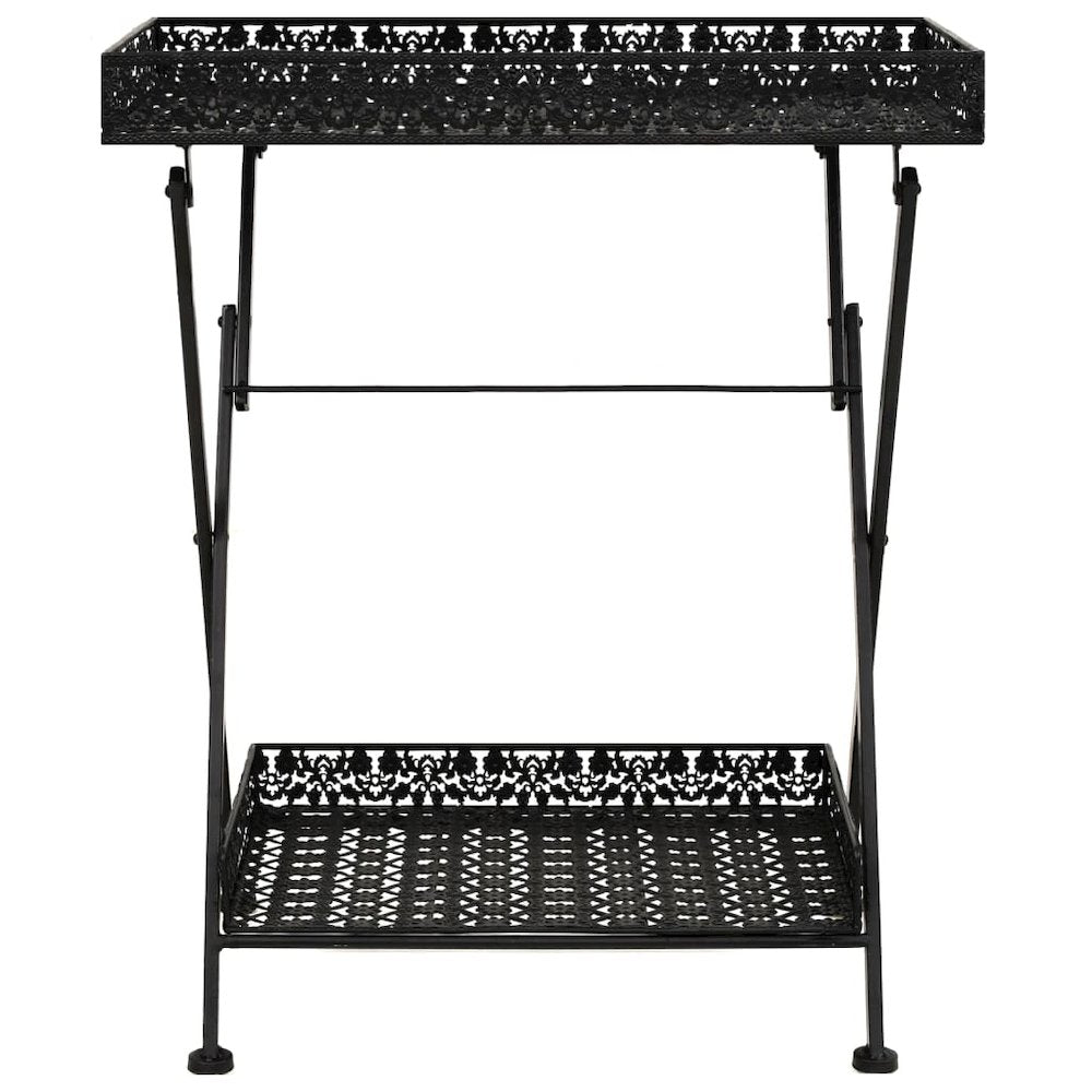 Table Black Metal 22.8x13.8x28.3 in Foldable Tea Table