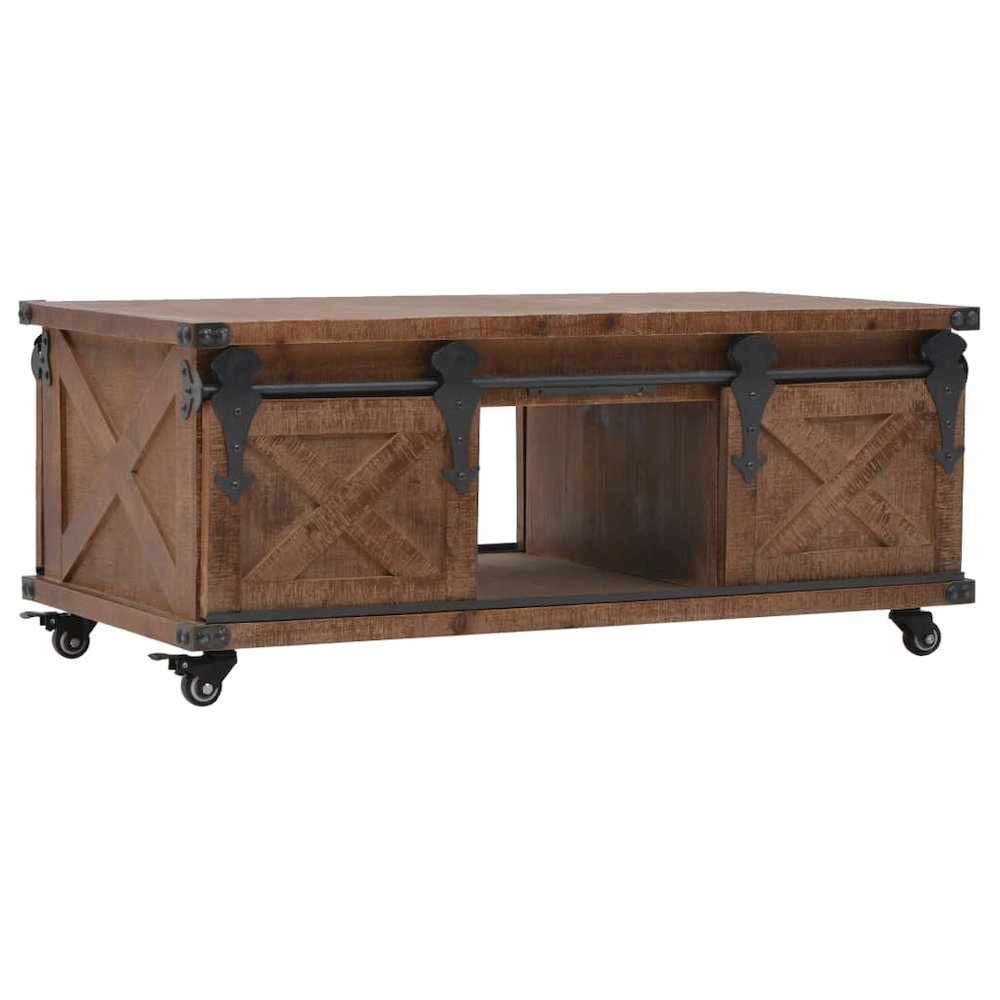 vidaXL Coffee Table Solid Fir Wood 35.8"x20.1"x15" Brown, 246119