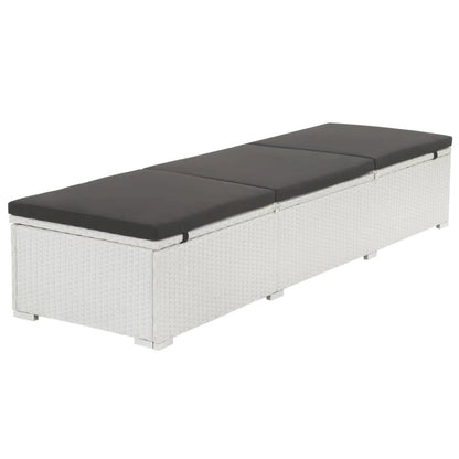 Sunlounger Set White and Black PE rattan