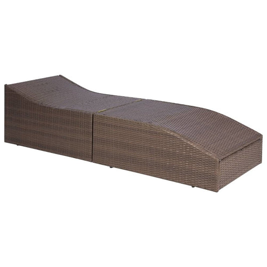 Sunlouger Brown and Cream PE rattan, Powder-coated steel, Polyester