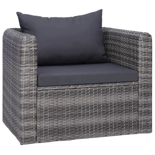 Garden Chair Grey PE Rattan Medium Removable Covers