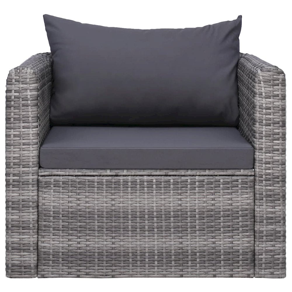 Garden Chair Grey PE Rattan Medium Removable Covers