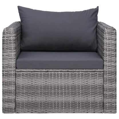 Garden Chair Grey PE Rattan Medium Removable Covers