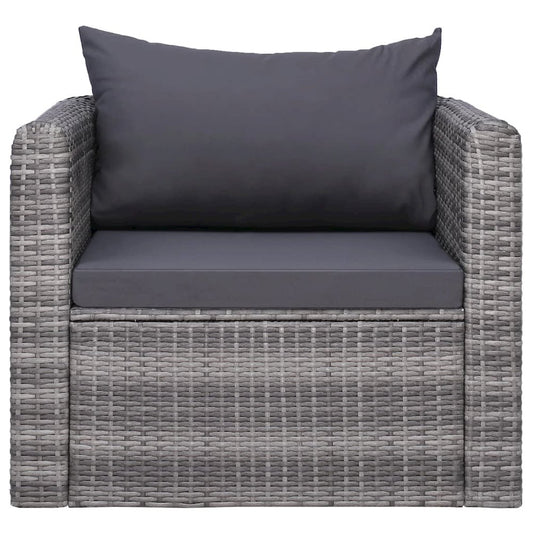Garden Chair Grey PE Rattan Medium Removable Covers