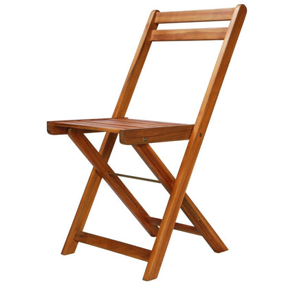 Bistro Chair Set of 2 Brown Solid acacia wood Medium Foldable