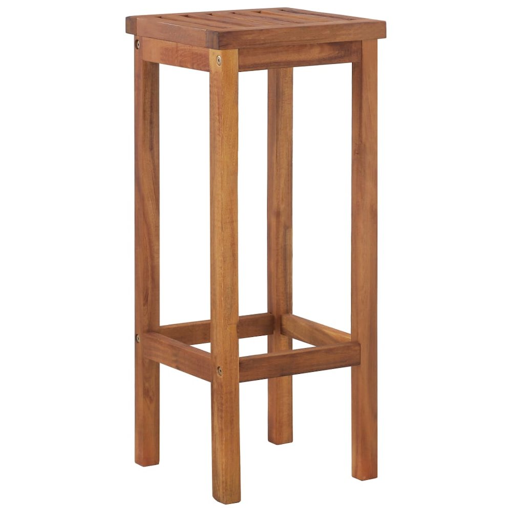 Bar Chair Set of 2 Natural wood Solid acacia wood Medium