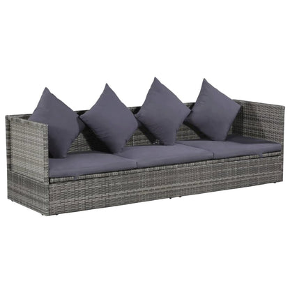 Garden Bed Grey PE Rattan 78.7x23.6 in Adjustable Armrests