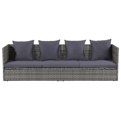 Garden Bed Grey PE Rattan 78.7x23.6 in Adjustable Armrests