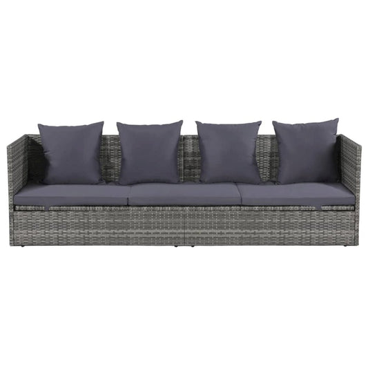 Garden Bed Grey PE Rattan 78.7x23.6 in Adjustable Armrests