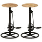 Bar Chair Set of 2 Natural Wood Brown and Black
