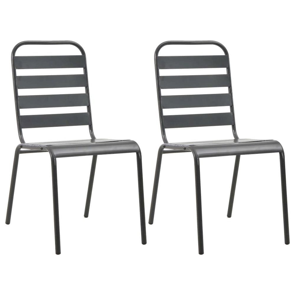 Outdoor Chair Set of 2 Dark Grey E-coated and powder-coated steel