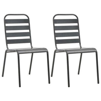 Outdoor Chair Set of 2 Dark Grey E-coated and powder-coated steel