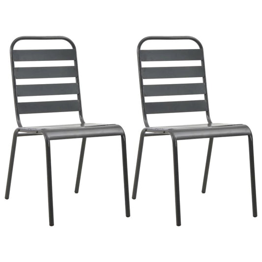 Outdoor Chair Set of 2 Dark Grey E-coated and powder-coated steel
