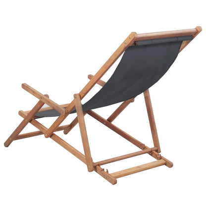 Beach Chair Grey Eucalyptus wood and polyester fabric