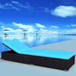 Sunlounger Black and Blue PE Rattan, Powder-Coated Steel, Polyester