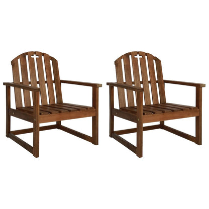 Garden Chair Set of 2 Wooden brown Solid Acacia wood Medium