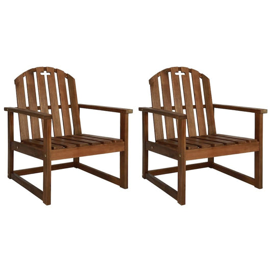 Garden Chair Set of 2 Wooden brown Solid Acacia wood Medium