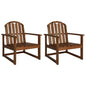 Garden Chair Set of 2 Wooden brown Solid Acacia wood Medium