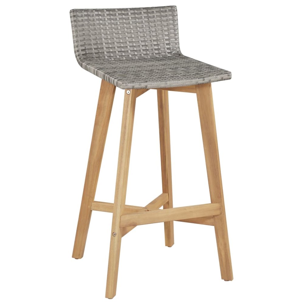Bar Chair Set of 2 Brown Solid acacia wood Standard Footrest