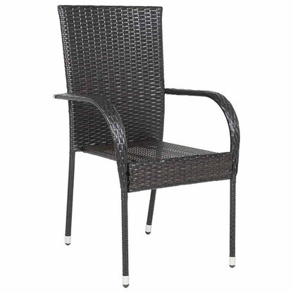Dining Chair Set of 2 Brown Poly Rattan Standard Stackable