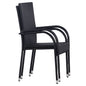 Dining Chair Set of 2 Black PE rattan and powder-coated steel