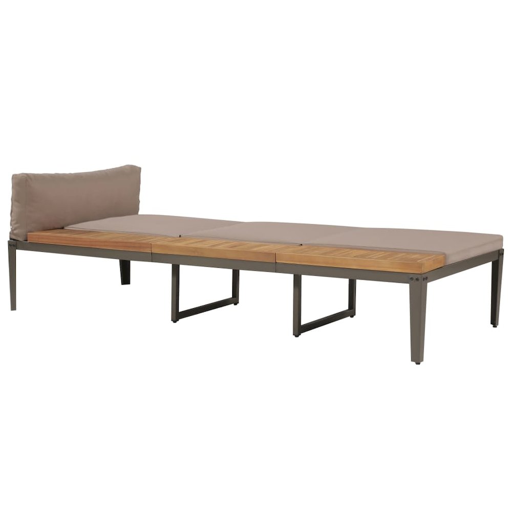 Garden Sunbed Brown Solid Acacia wood Regular Adjustable Armrests