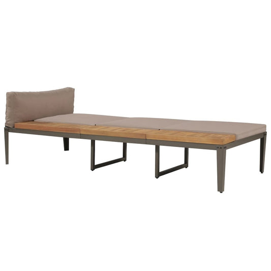 Garden Sunbed Brown Solid Acacia wood Regular Adjustable Armrests