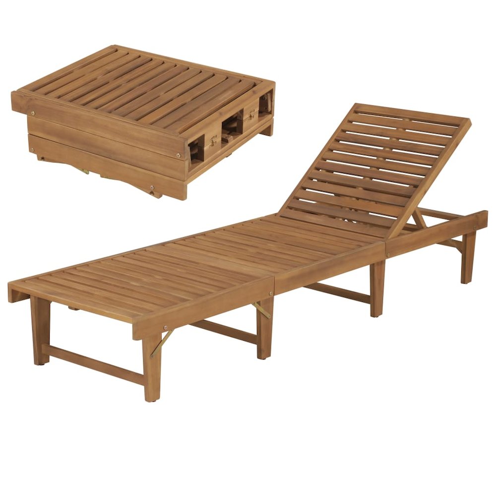 Sunbed Natural wood Solid acacia wood, oil finish Standard