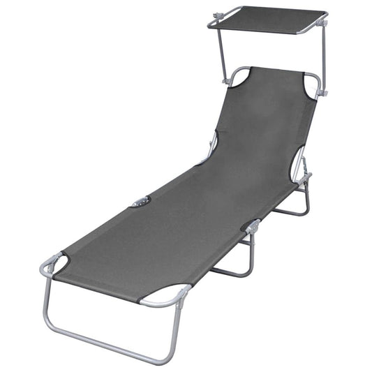 Sunlounger Grey Powder-coated steel Single Foldable
