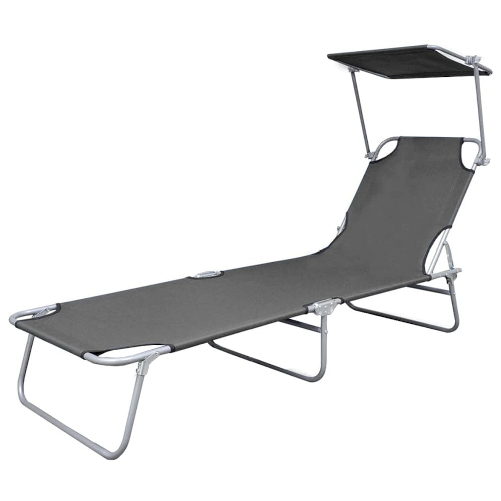 Sunlounger Grey Powder-coated steel Single Foldable