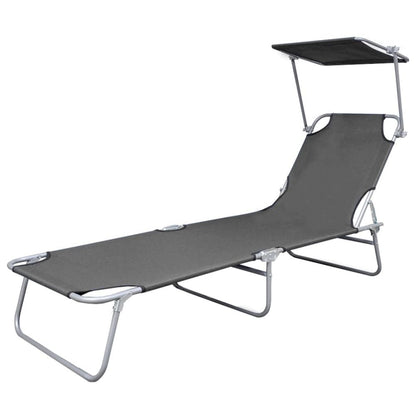 Sunlounger Grey Powder-coated steel Single Foldable