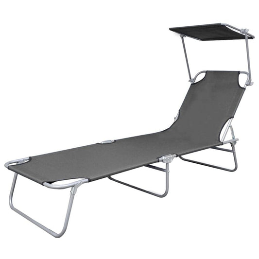 Sunlounger Grey Powder-coated steel Single Foldable