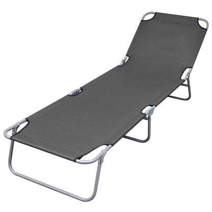 Sunlounger Grey Powder-coated steel 74.4 x 22.8 x 10.6 in