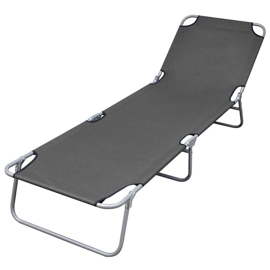 Sunlounger Grey Powder-coated steel 74.4 x 22.8 x 10.6 in