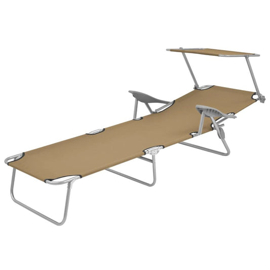 Sunlounger Taupe Powder-coated steel, Oxford fabric Medium