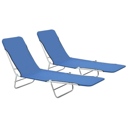 Sunlounger Set of 2 Blue Powder-coated steel Standard Foldable