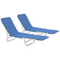 Sunlounger Set of 2 Blue Powder-coated steel Standard Foldable
