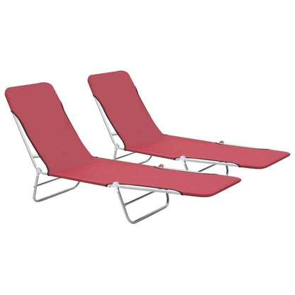 Sunlounger Set of 2 Red