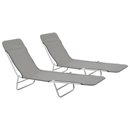 Sunlounger Set of 2 Grey Powder-coated steel