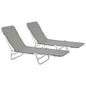 Sunlounger Set of 2 Grey Powder-coated steel