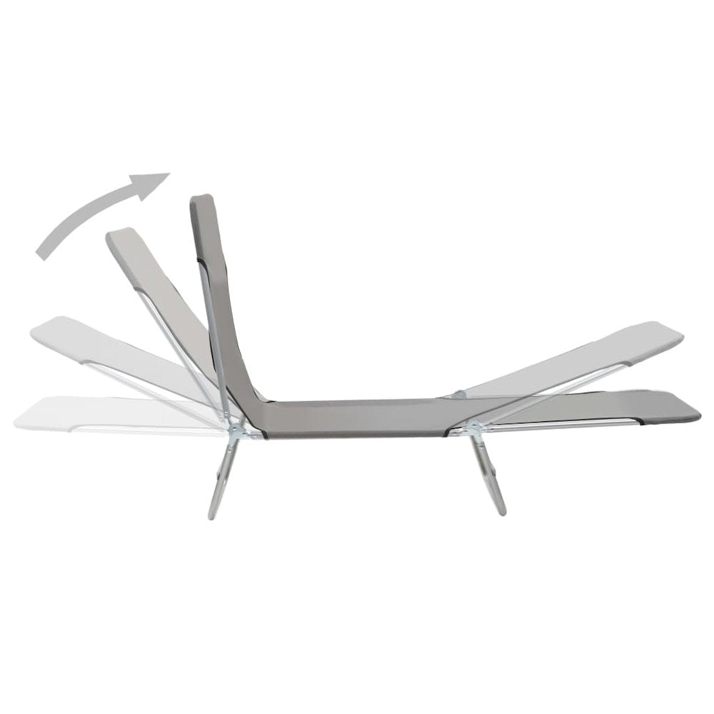 Sunlounger Set of 2 Grey Powder-coated steel
