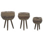 vidaXL Planter 3 pcs Wicker with PE Lining, 246825
